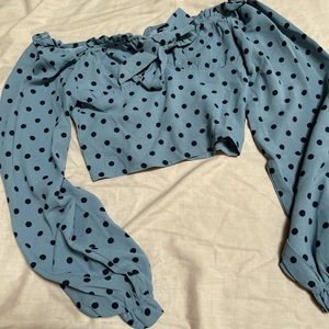 Crop top polka dot blouse